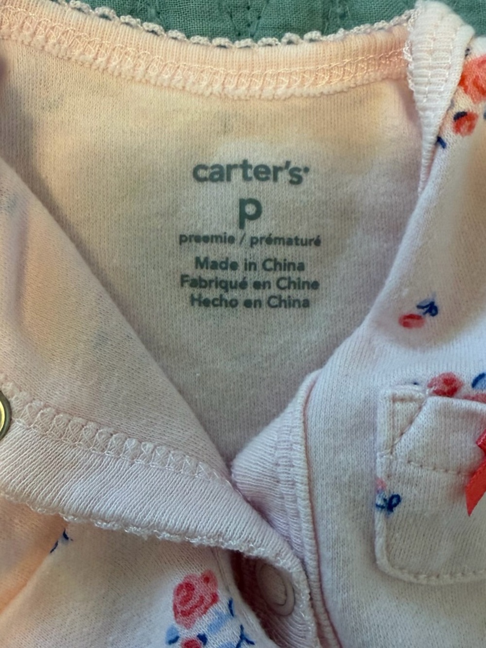 Carter's Light Pink Floral Footed One-Piece - Picture 3 of 3